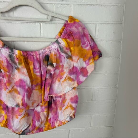 Torrid Pink Tie Dye Ruffle Detail Crop Top Size 10 M/L - Picture 8 of 11